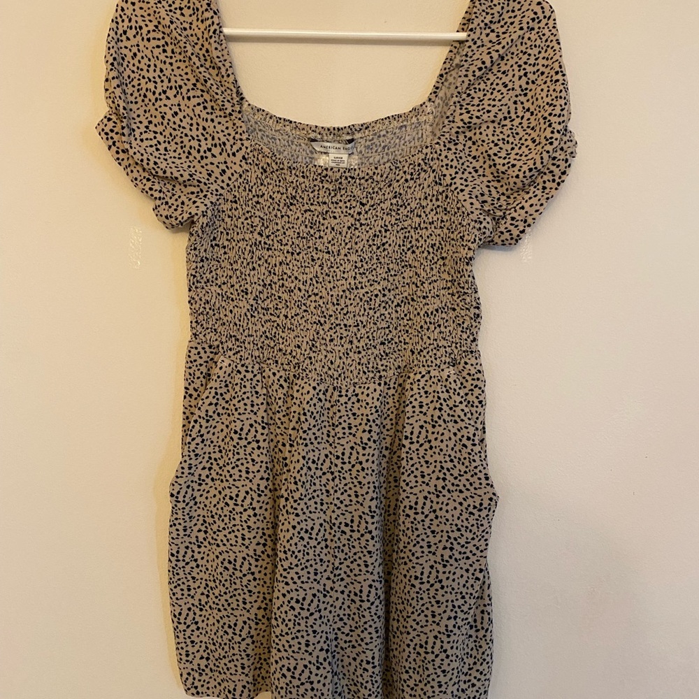 American Eagle Puff Sleeve Smocked Romper